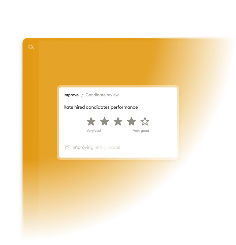 Rating hired candidates feeds back into Alva, so the system keeps getting better with every hire.