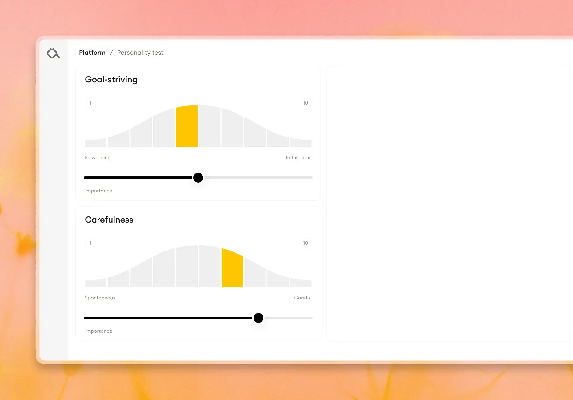 Personality test product screenshot